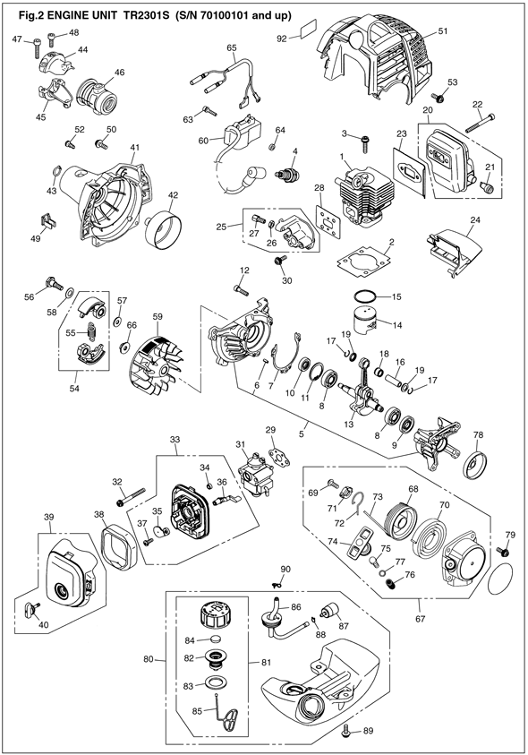 RedMax TR2301S Brushcutter Drive Unit (SN: 70100101 and up) Engine Unit ...