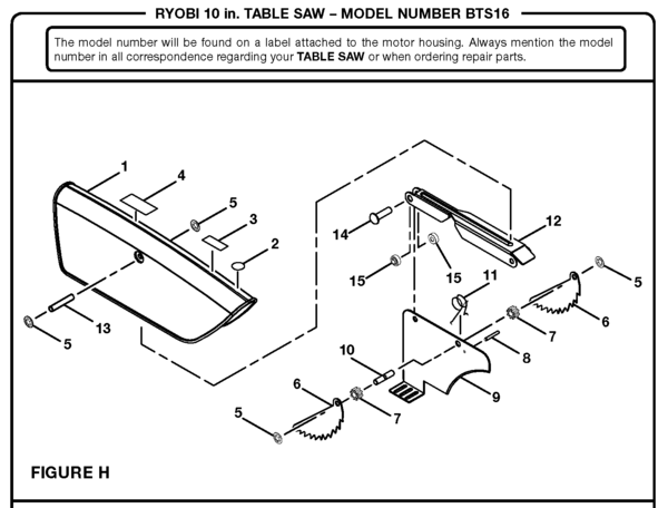 Ryobi Bts16 10 Table Saw Parts And Accessories Partswarehouse