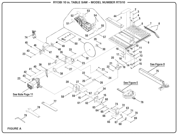 serviet Forskellige halskæde Ryobi RTS10 10" Table Saw Parts and Accessories- PartsWarehouse