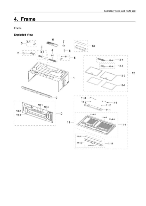 Samsung Me11a7510dsaa 00 Microwavehood Combo Partswarehouse