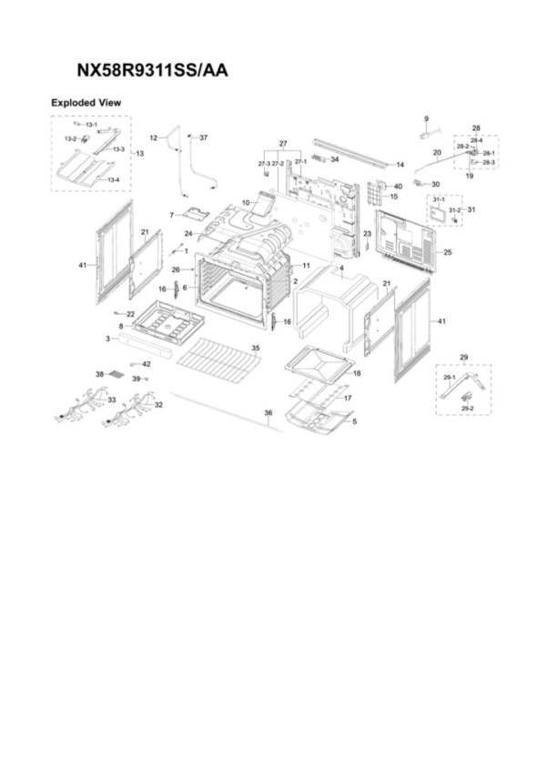 Samsung NX58R9311SS/AA00 SLIDEIN Gas Range Partswarehouse