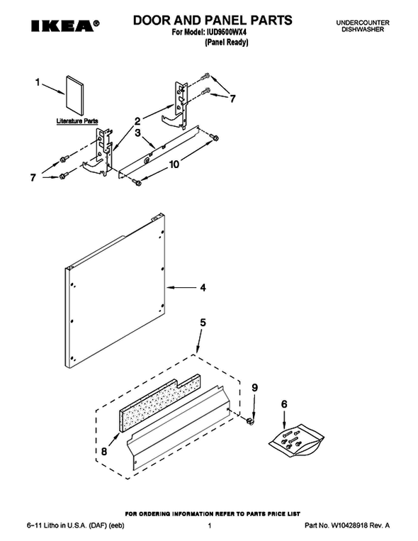Dishwasher Toe Panel Insulation W10073540 parts