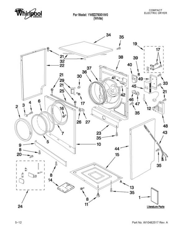 Whirlpool YWED7500VW0 Electric Compact Dryer | Partswarehouse