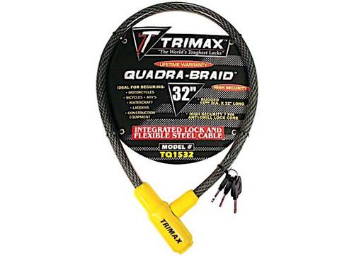 Trimax Trimaflex geïntegreerd kabelslot met sleutel 6' L X 25mm TQ2572, kaartverpakking, zwart