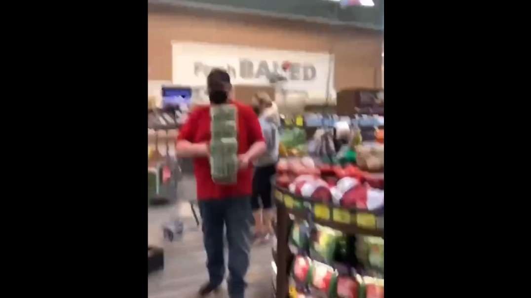 Poor Brainwashed Sheep Confusing Himself To The Amusement Of Woman Shopper