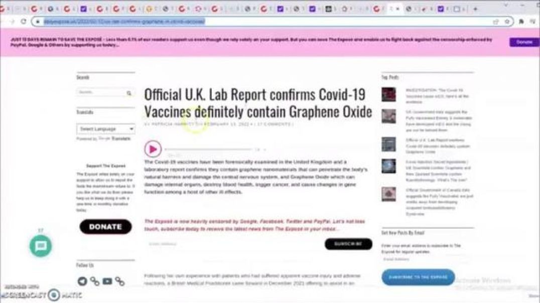 ⁣U.K. LAB REPORT SENT TO POLICE CONFIRMS HUGE AMOUNTS OF GRAPHENE NANO IN ALL COVID VACCINES