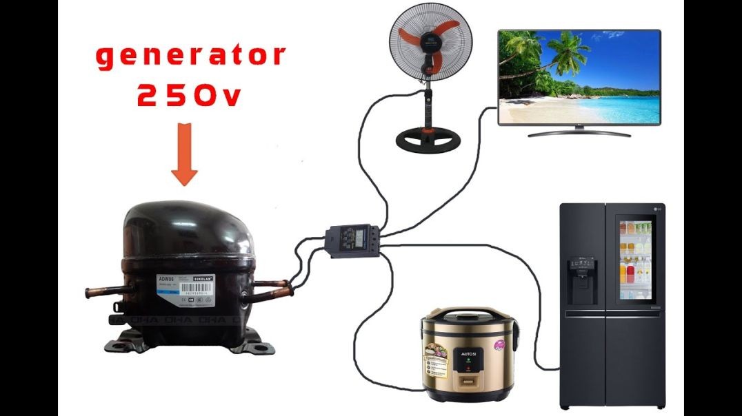 How to turn a refrigerator compressor into a 250v generator