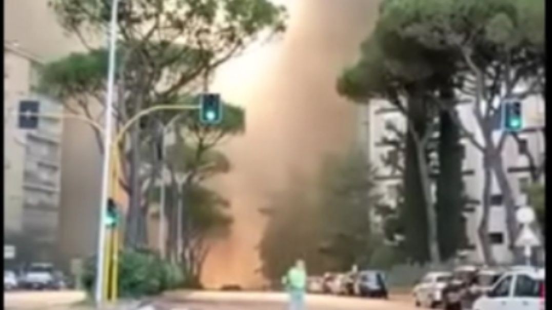 Rome Burning! Huge explosion! Vatican Obelisk in Vatican Square