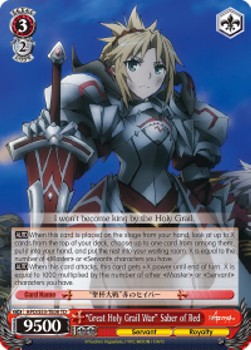 "Great Holy Grail War" Saber of Red (V.1 - Trial Deck) - Fate/Apocrypha