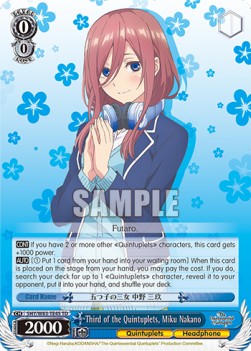 Third of the Quintuplets, Miku Nakano (V.1 - Trial Deck) - The Quintessential Quintuplets