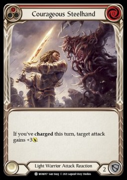Courageous Steelhand (Red) (Rainbow Foil) - Monarch - First