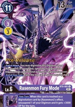 Rasenmon Fury Mode (BT8-081) - Promos: New Awakening