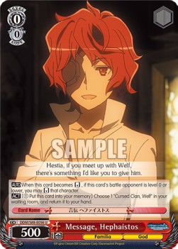 Message, Hephaistos - Is It Wrong to Try to Pick Up Girls in a Dungeon?