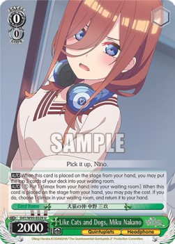 Like Cats and Dogs, Miku Nakano (V.1 - Uncommon) - The Quintessential Quintuplets 2