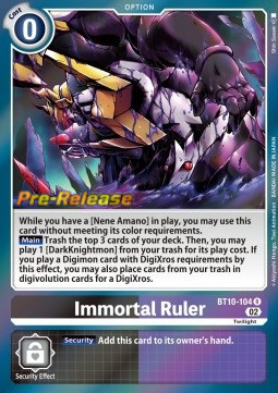 Immortal Ruler (BT10-104) (V.1) - Promos: Xros Encounter