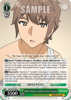 Sudden Change in Condition, Sakuta Azusagawa - Rascal Does Not Dream of a Dreaming Girl