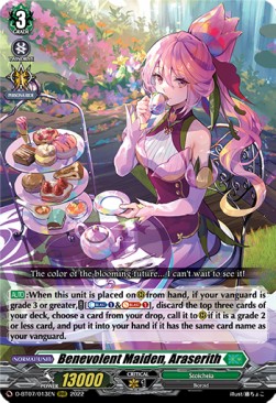Benevolent Maiden, Araserith [D Format] (V.1 - Triple Rare) - Raging Flames Against Emerald Storm