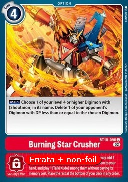 Burning Star Crusher (BT10-096) - Revision Pack