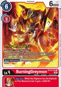 BurningGreymon (BT12-013) - Promos: Across Time