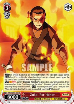 Zuko: For Honor (V.1 - Double Rare) - Avatar: The Last Airbender