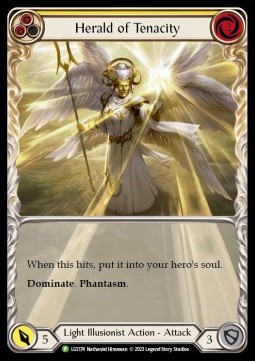 Herald of Tenacity (Yellow) (Extended Art Rainbow Foil) - LGS Promos