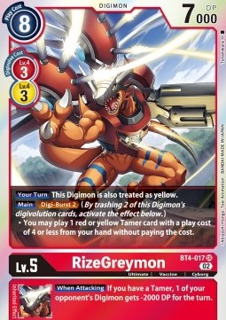 RizeGreymon (BT4-017) - Resurgence Booster