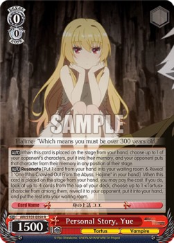 Personal Story, Yue (V.1 - Rare) - Arifureta: From Commonplace to World’s Strongest