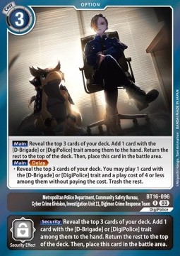 Metropolitan Police Department, Community Safety Bureau, Cyber Crime Division, Investigation Unit 11, Digimon Crime Response Team (BT16-096) - Beginning Observer