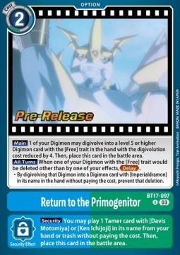 Return to the Primogenitor (BT17-097) - Promos: Secret Crisis