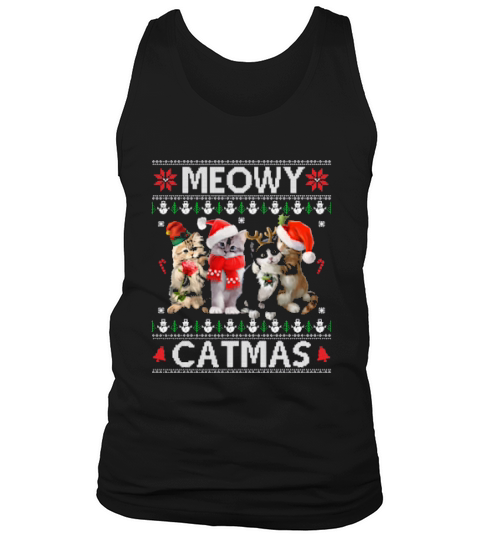Funny Christmas Cat Matching Family  Meowy Catmas Tank Top Unisex