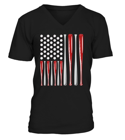 American Baseball Flag Vintage V-Neck T-shirt