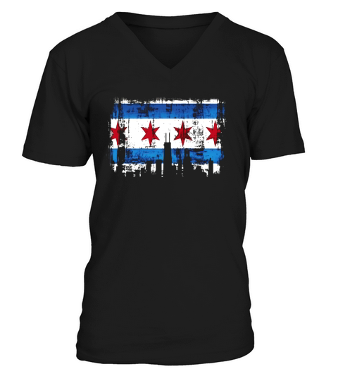 Chicago Flag T-Shirt V-Neck T-shirt