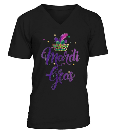 Mardi Gras Costume Purple Feathers Women Men V-Neck T-shirt