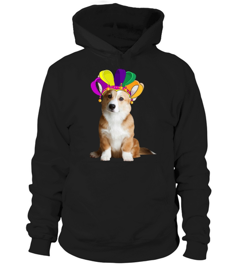 Fat Tuesday Mardi Gras Corgi Wearing Jester Hat Gift Dog Lovers Hoodie Unisex