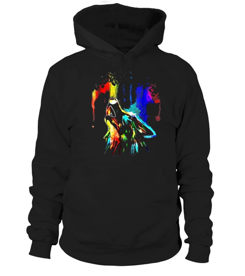 Rainbow Color Neon Light Sky Howling Wolf Drawing Hoodie Unisex