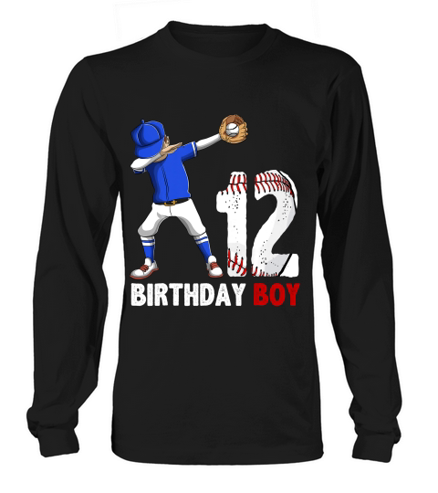 12 Year Old Birthday Dabbing Baseball T-shirt 12th Boy Gift Long sleeved Unisex