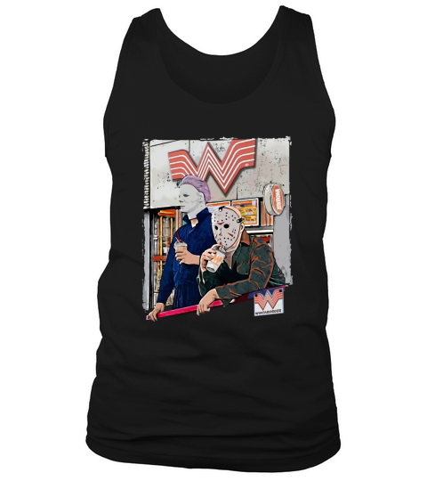 Jason Voorhees and Michael Myers drinking Whataburger Tank Top Unisex