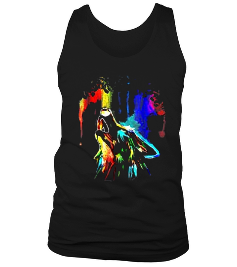 Rainbow Color Neon Light Sky Howling Wolf Drawing Tank Top Unisex