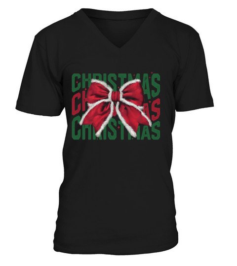 Christmas bow3 V-Neck T-shirt