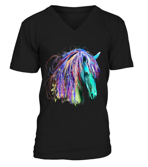Colorful Rainbow Horse Head Shirt V-Neck T-shirt