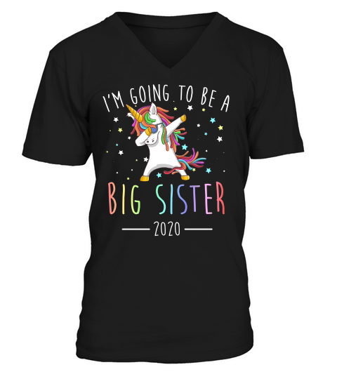 I Am Going To Be A Big Sister 2020 Unicorn Dabbing V-Neck T-shirt