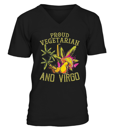 Proud Vegetarian Weed Virgo Vintage 420 Funny V-Neck T-shirt