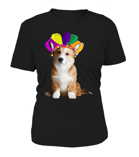 Fat Tuesday Mardi Gras Corgi Wearing Jester Hat Gift Dog Lovers Women's T-Shirt
