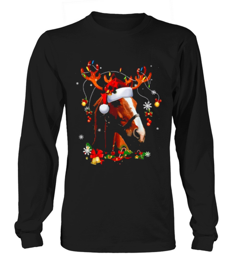 Horse Reindeer Christmas Funny Horse Xmas Long sleeved Unisex