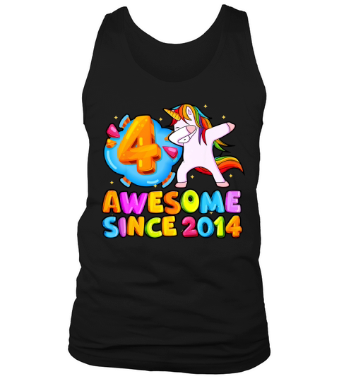 Kids Unicorn Birthday Cute Dabbing 4th Birthday T-shirt Tank Top Unisex