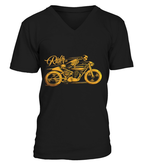 Cafe Racer Tshirt - Ghost Classic Rider - Vintage Motorcycle V-Neck T-shirt