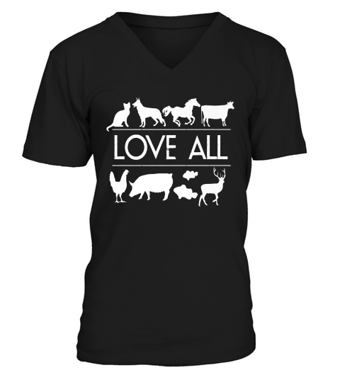 Love All Vegan, Vegetarian, Animal Rights T-shirt V-Neck T-shirt