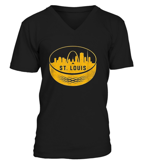 Vintage St. Louis Missouri Cityscape Hockey Retro V-Neck T-shirt