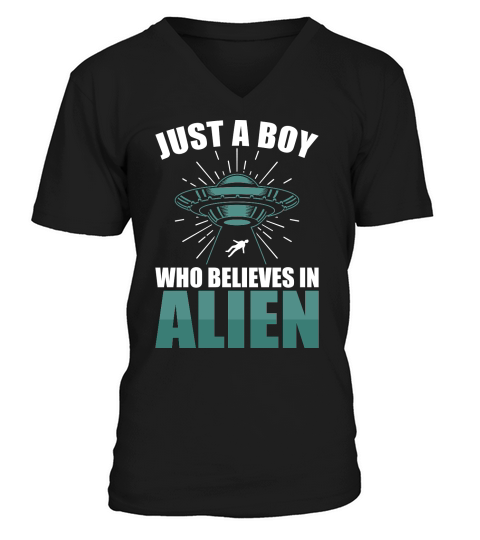 Vintage UFO Alien Just A Boy Who Believes In Alien 3 V-Neck T-shirt