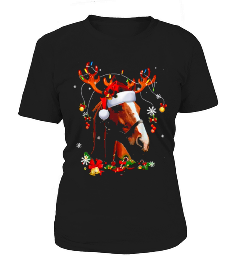 Horse Reindeer Christmas Funny Horse Xmas Women's T-Shirt